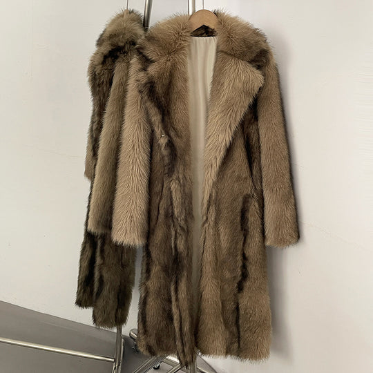 Eleganter Kunstfellmantel mit Reverskragen