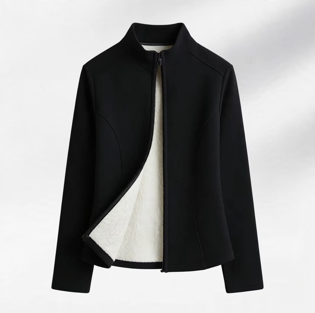 Gefütterte Damen-Yoga-Jacke mit Taillenschnitt und Reißverschluss