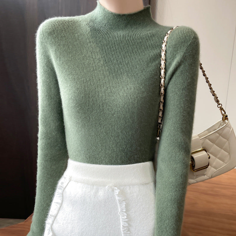 Damen-Strickpullover mit Stehkragen, figurbetont