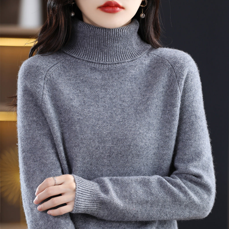 Damen-Strickpullover mit Stehkragen, locker und langärmlig