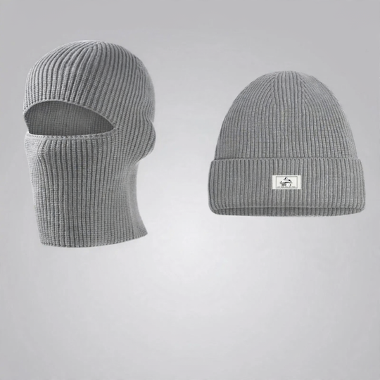 Gefüttertes Strickmützen- und Schal-Set, Winter