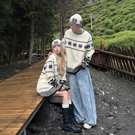 Unisex Strickpullover im nordischen Stil