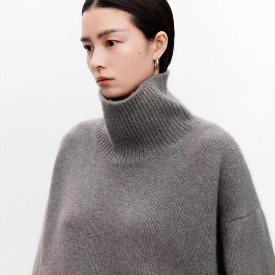 Damen-Rollkragenpullover, Oversize, für Herbst und Winter