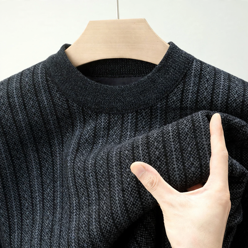 Herren-Pullover mit Stehkragen, gefüttert, Jacquard-Muster