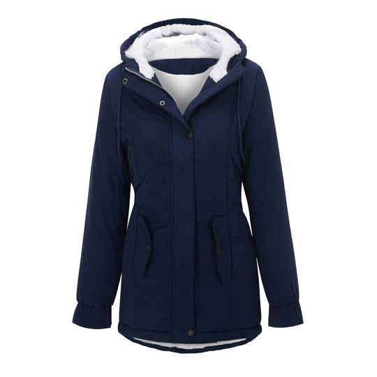 Damen-Parka mit Kapuze und Lammfell-Futter