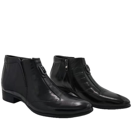 Herren-Chelsea-Stiefel aus Leder, spitz zulaufend, mit Reißverschluss