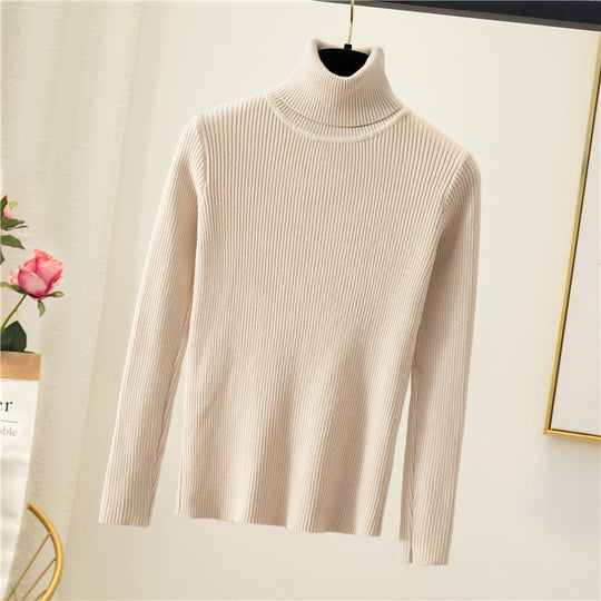 Damen-Rollkragenpullover, schmal geschnitten, einfarbig