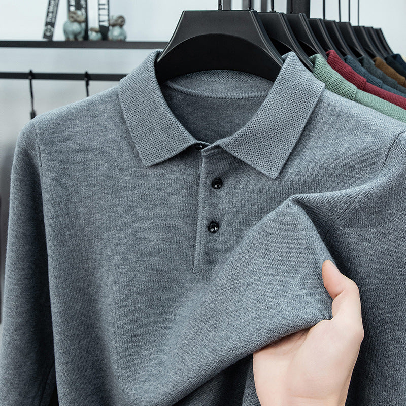 Herren-Strickpullover mit Reverskragen und Thermofutter