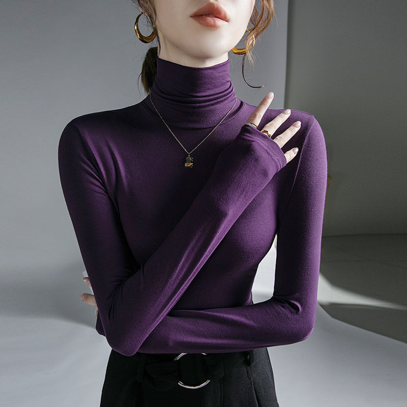 Elastisches Damen-Langarmshirt mit Rollkragen