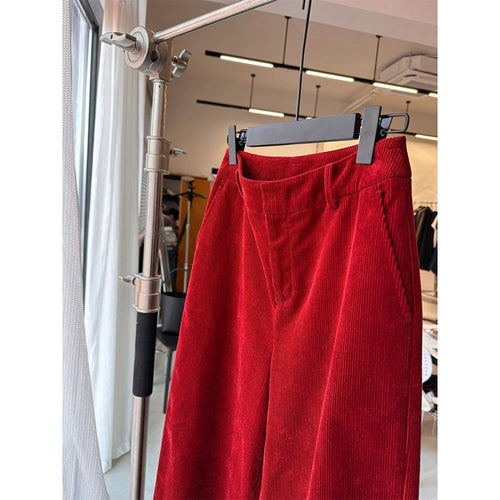 Damen-Cordhose, weit geschnitten, gerade Passform