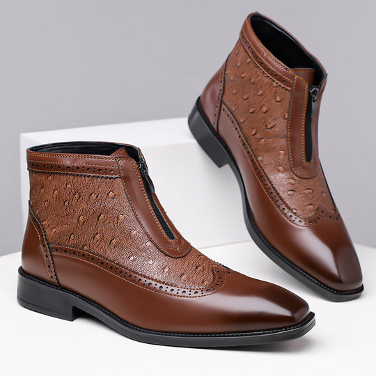 Herren-Chelsea-Boots mit Prägung, Reißverschluss