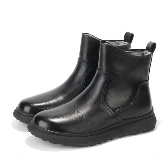 Herren-Winterstiefel aus Leder mit Lammfell