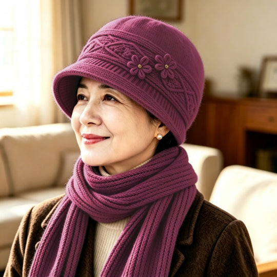 Strickmütze und Schal Set für Damen