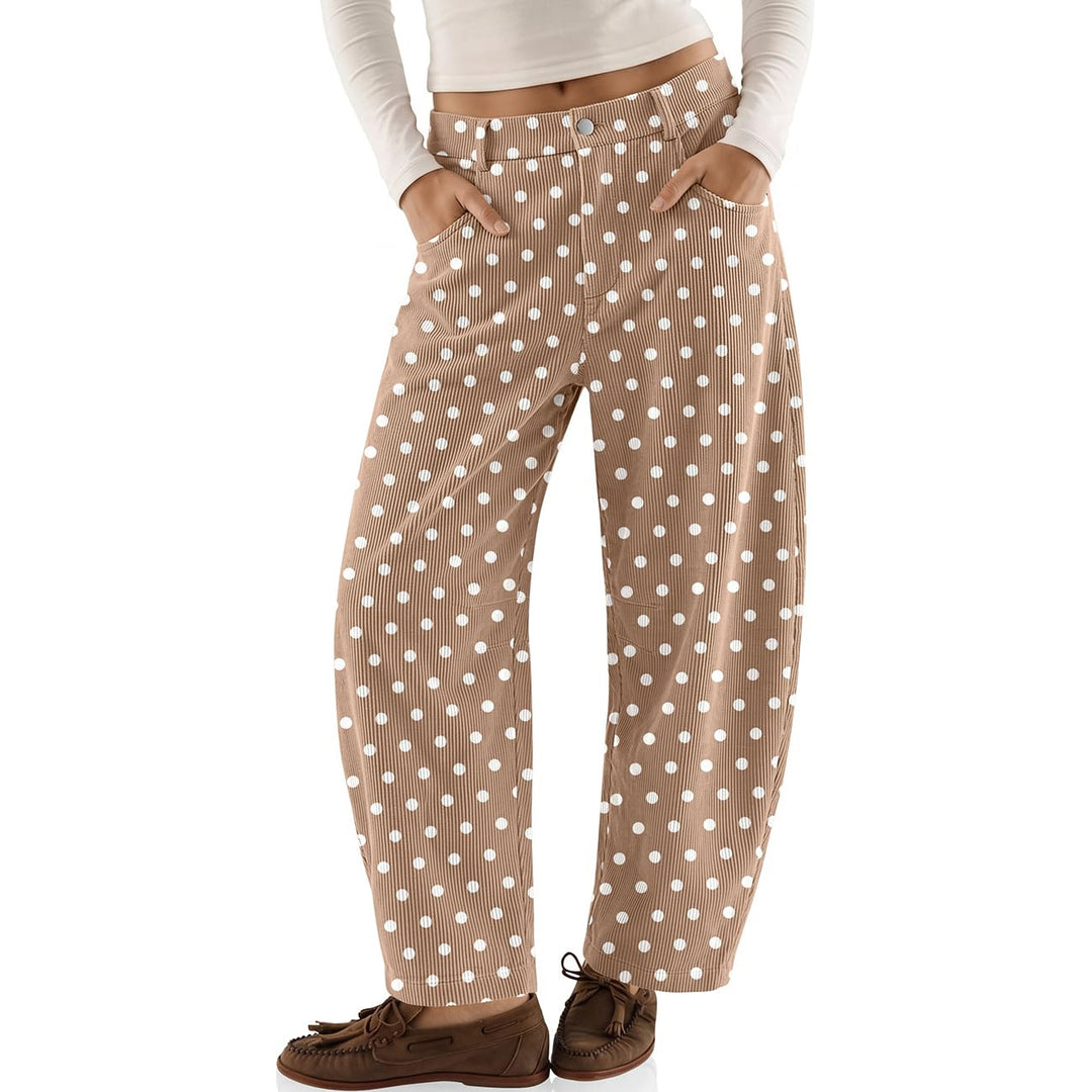 Cordhose mit Gummibund und Punktemuster