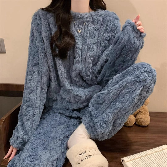 Flauschiges Jacquard-Hausanzug-Set für Paare