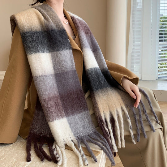 Karierter Schal in Mohair-Optik, wärmend