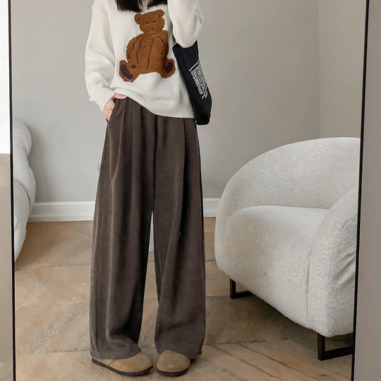 Damen-Cordhose mit weitem Bein und geradem Schnitt