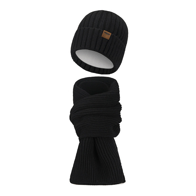 Unisex Strickmützen- und Schal-Set, gefüttert