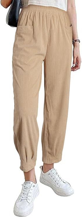 Damen-Kordhose, hoch geschnitten, konisch