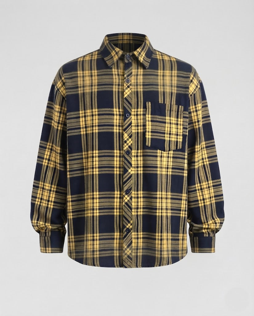 Herren Oversize-Karohemd aus weichem Flanell mit aufgesetzter Brusttasche Nord Taschen