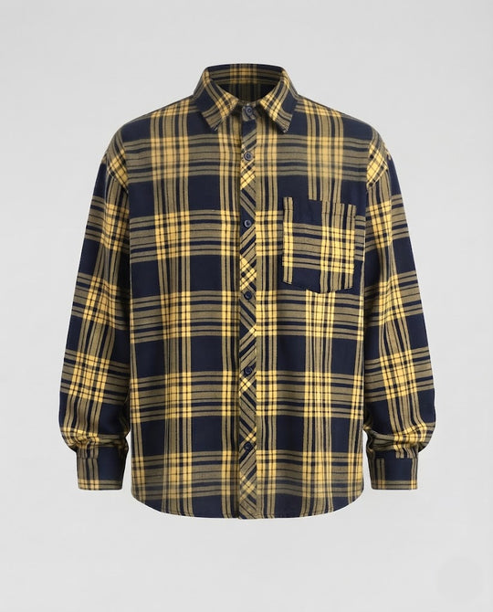 Herren Oversize-Karohemd aus weichem Flanell mit aufgesetzter Brusttasche Nord Taschen