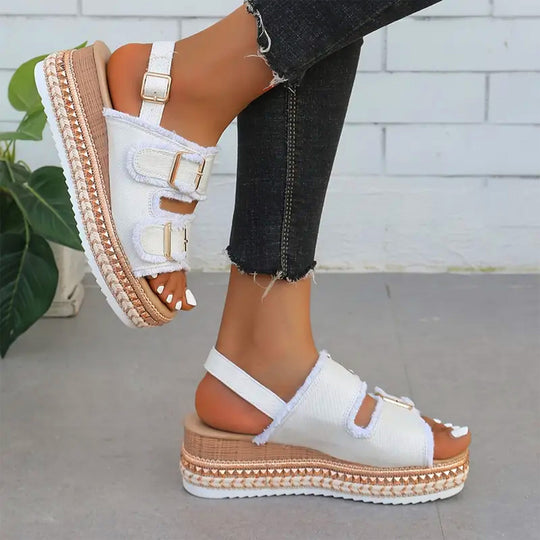 Lässige Denim Wedges
