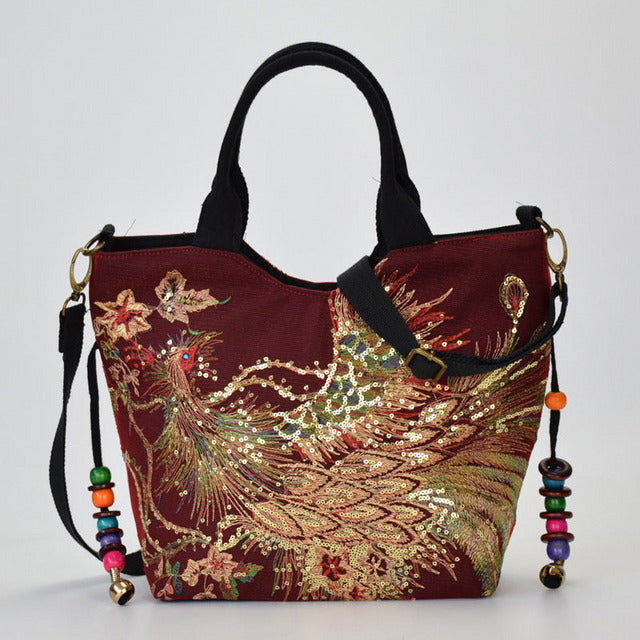Nord Taschen | Tasche mit Pfauenstickerei