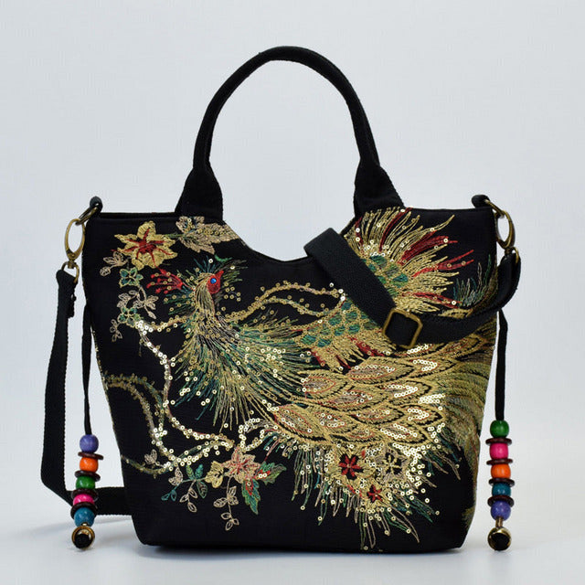 Nord Taschen | Tasche mit Pfauenstickerei