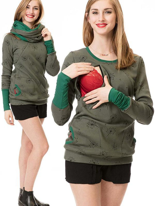 Schwangerschaftspullover Für Stillen Mit Blumenmuster Und Taschen