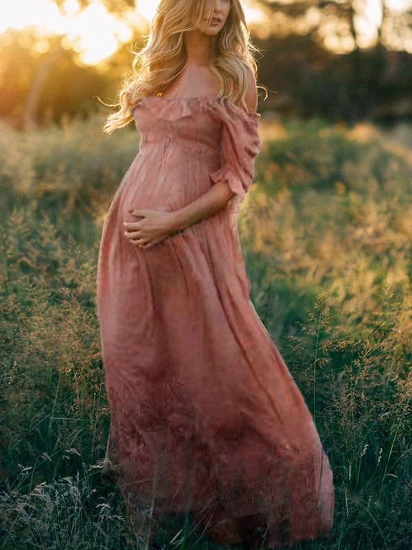 Nord Taschen | Boho Chic: Umstandsmode Boot Hals Ranken Kleid