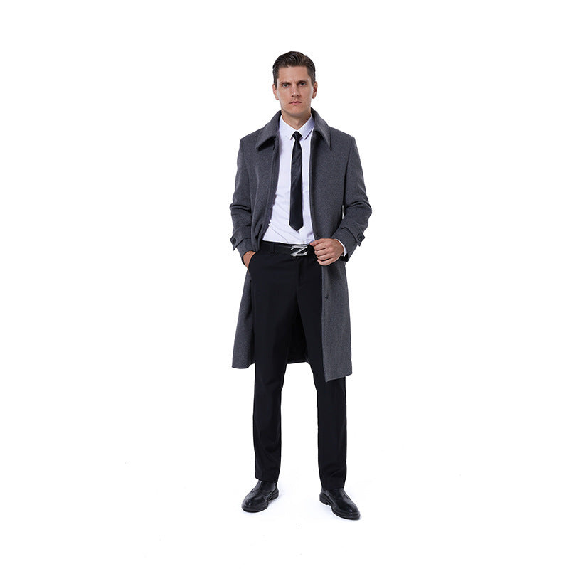 Herren Langmantel aus Wollmix mit schlichter Knopfleiste und verstellbaren Manschetten Nord Taschen