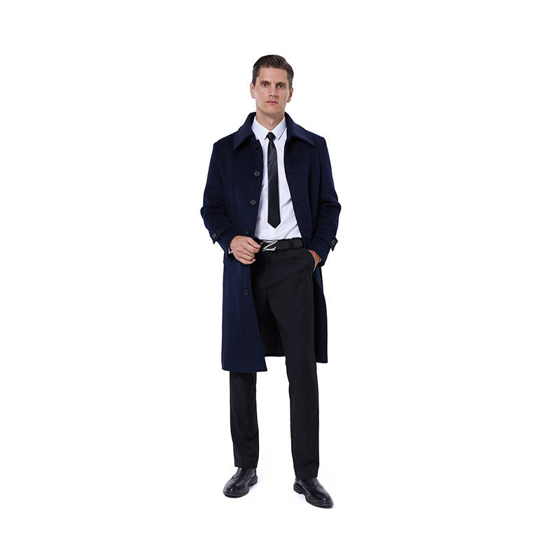 Herren Langmantel aus Wollmix mit schlichter Knopfleiste und verstellbaren Manschetten Nord Taschen
