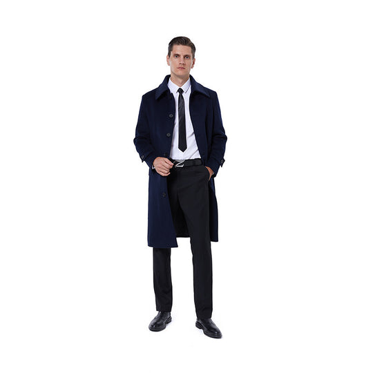 Herren Langmantel aus Wollmix mit schlichter Knopfleiste und verstellbaren Manschetten Nord Taschen