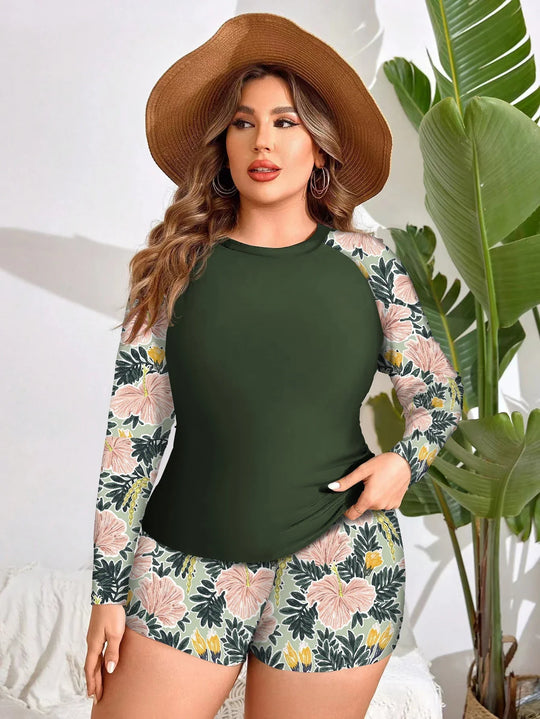 Nord Taschen | Blumen Uv Schutz Zweiteiliger Badeanzug