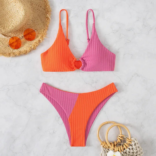 Nord Taschen | Push-Up-Bikini-Set mit Hoher Taille für Damen