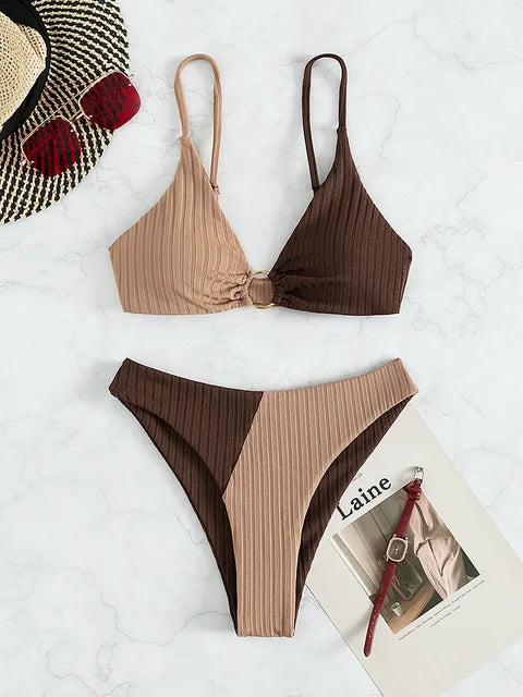 Nord Taschen | Push-Up-Bikini-Set mit Hoher Taille für Damen