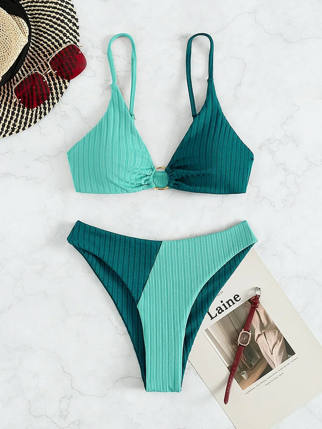 Nord Taschen | Push-Up-Bikini-Set mit Hoher Taille für Damen