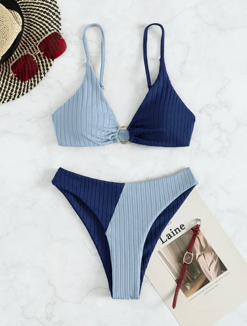 Nord Taschen | Push-Up-Bikini-Set mit Hoher Taille für Damen