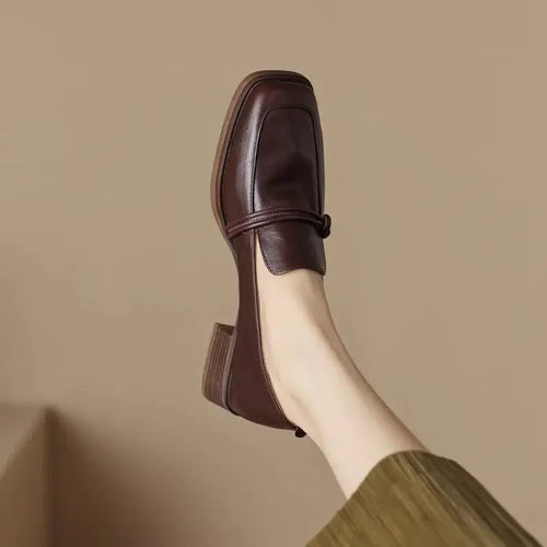 Stil Vintage Leder Damen Ballerinas