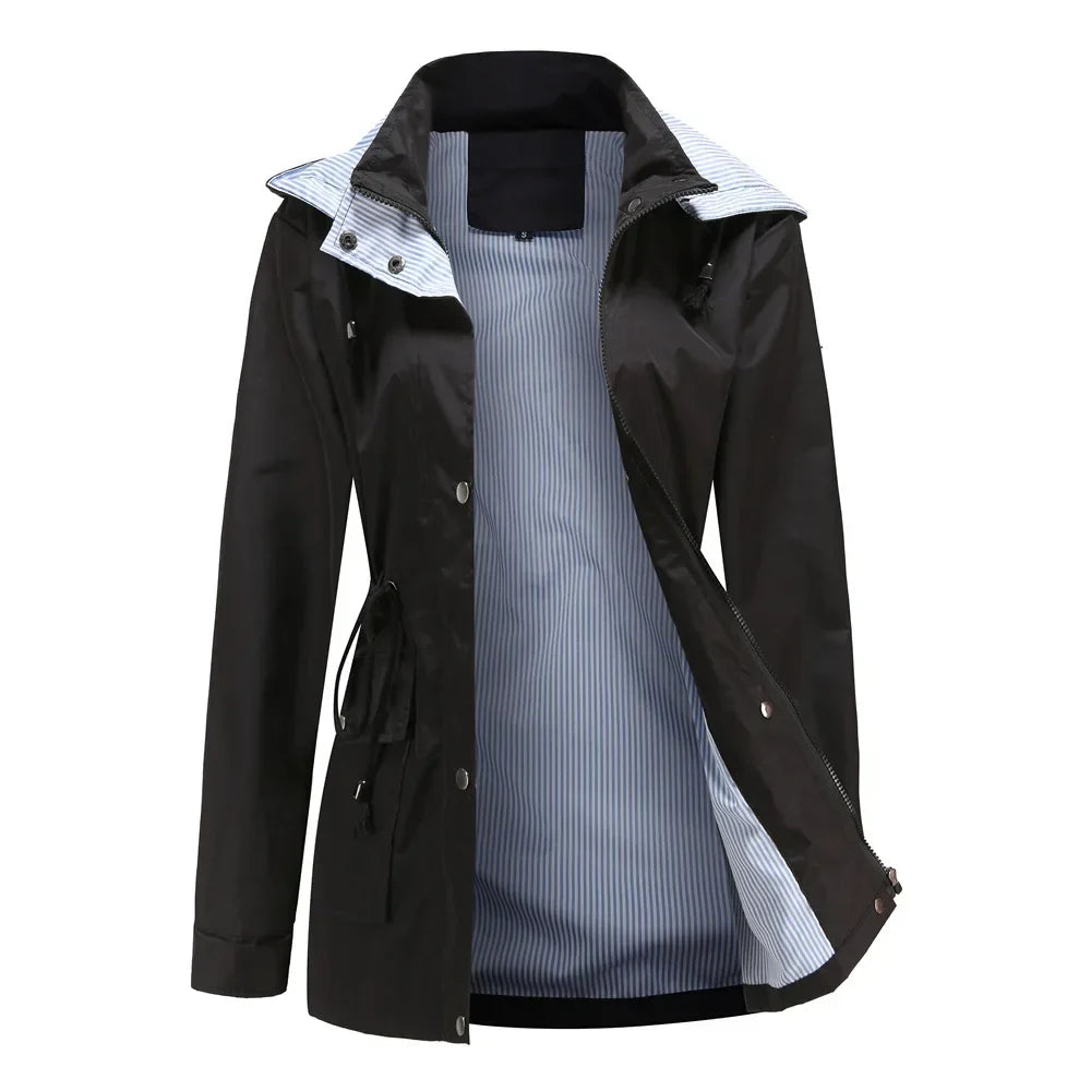 Damen Wasserfestes Windjacke mit Abnehmbarer Kapuze