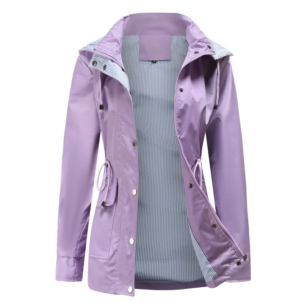 Damen Wasserfestes Windjacke mit Abnehmbarer Kapuze