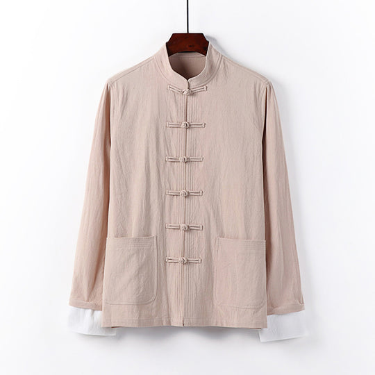Herren Traditionelle chinesische Tang-Jacke mit Stehkragen und Knotenverschlüssen Nord Taschen