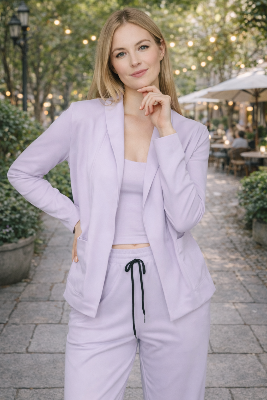 Damen Hosenanzug Mit Offenem Blazer Und Hose