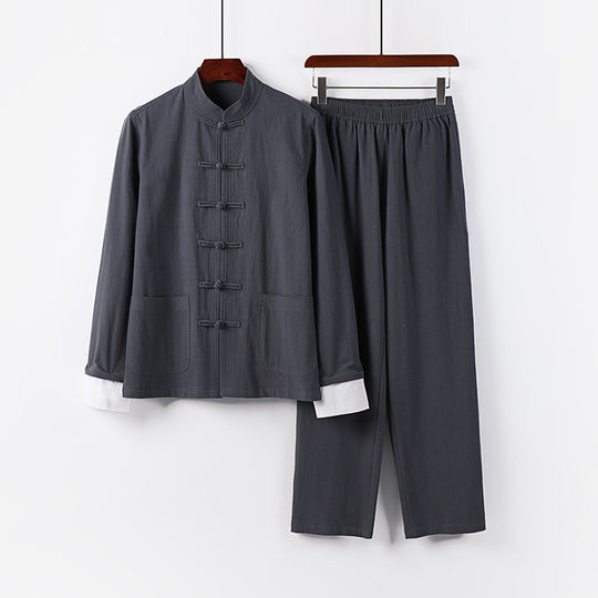 Herren Leichtes Tai-Chi-Set mit Stehkragen und Knotenverschlüssen Nord Taschen
