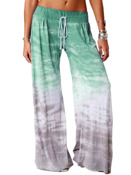 Damen weite Batik-Hose mit Kordelzug, Plissee und Seitentaschen Nord Taschen
