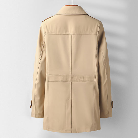 Herren Klassischer Kurztrenchcoat mit Hemdkragen, Schulterpatten und gefütterter Innenseite Nord Taschen