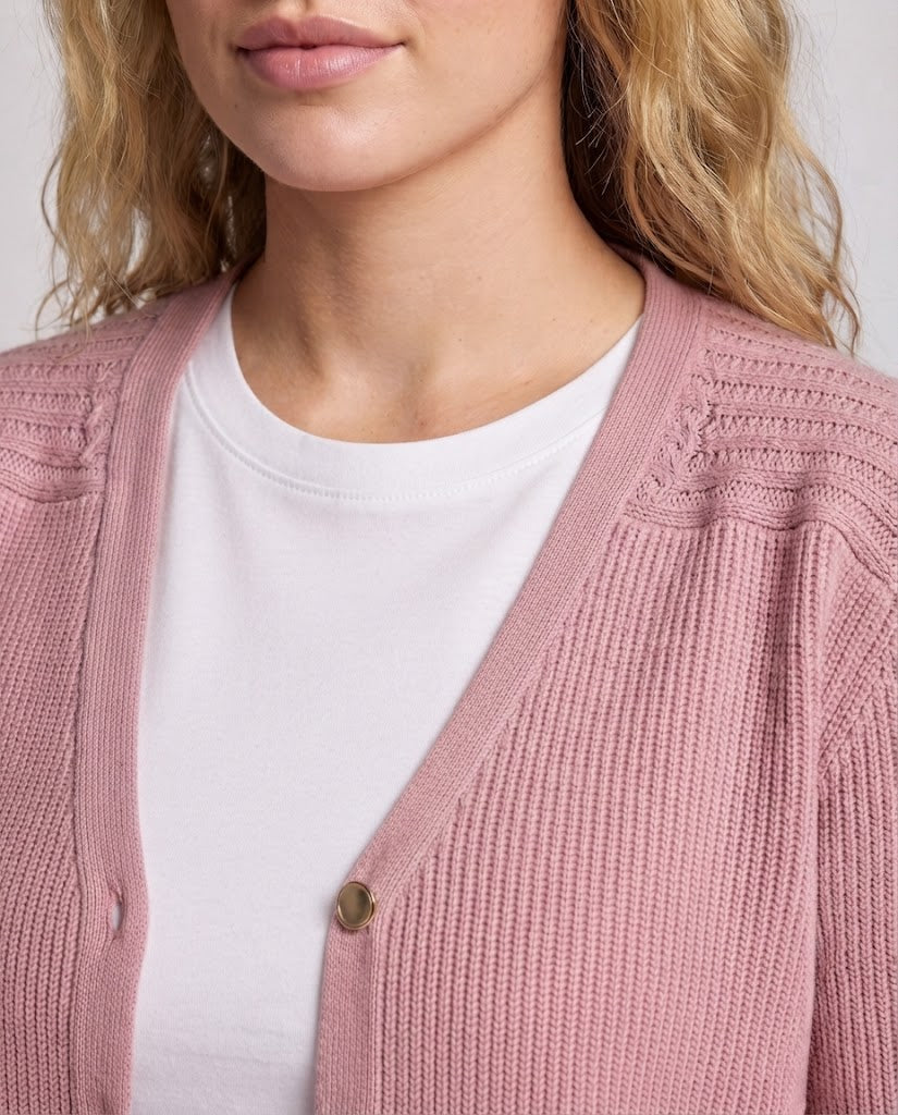 Damen Feinstrick-Cardigan mit V-Ausschnitt und goldenen Schmuckknöpfen Nord Taschen