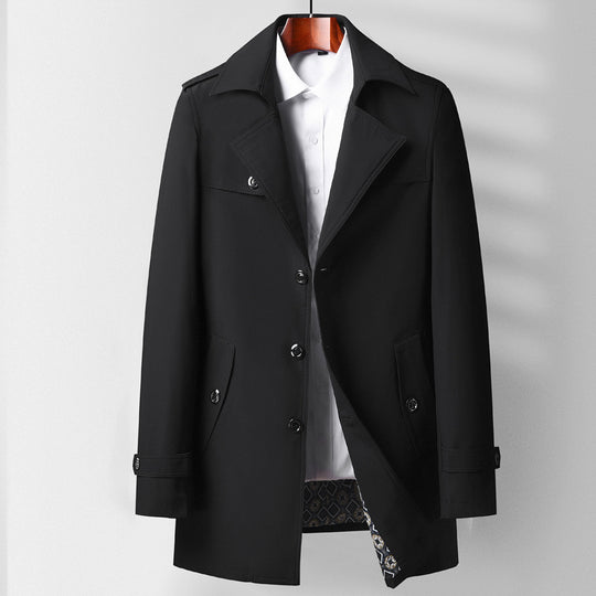 Herren Klassischer Kurztrenchcoat mit Hemdkragen, Schulterpatten und gefütterter Innenseite Nord Taschen