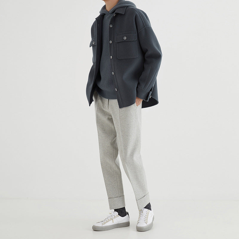 Herren Overshirt aus Wollmix mit überschnittener Schulter und aufgesetzten Brusttaschen Nord Taschen