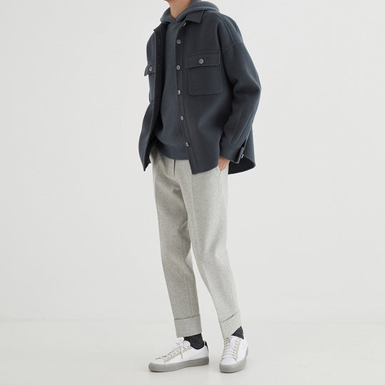 Herren Overshirt aus Wollmix mit überschnittener Schulter und aufgesetzten Brusttaschen Nord Taschen